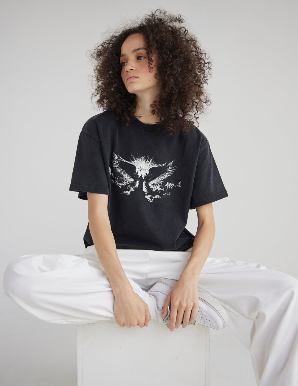 Elevated Faith Angels heavy-weight T-shirt featuring a bold angel graphic on a comfortable cotton tee.