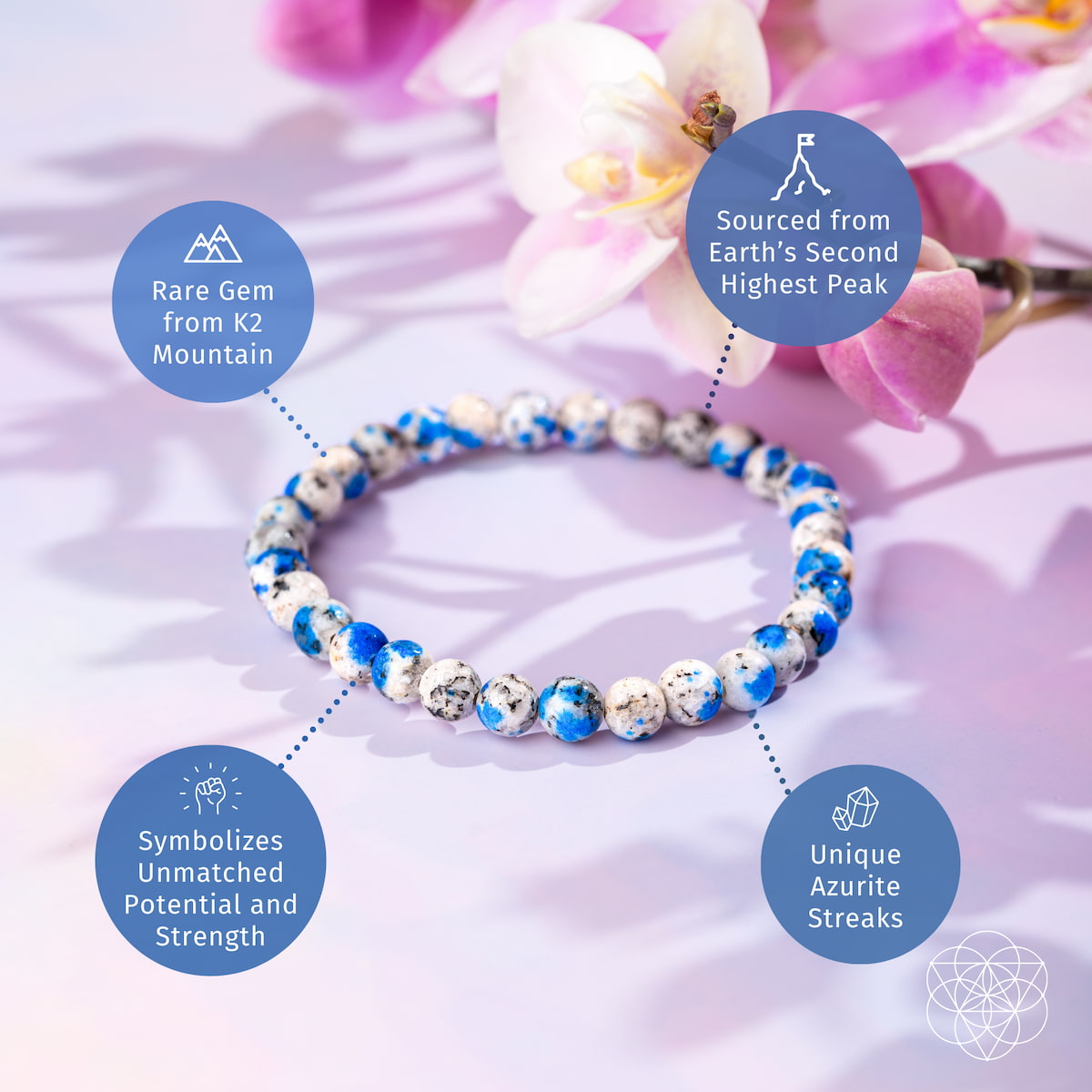 Dainty K2 stone bracelet by Conscious Items featuring 6mm beads, perfect for spiritual adventure and mindful style.