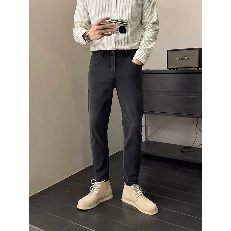 Men's Slim Fit Black and Gray Stretch Skinny Jeans