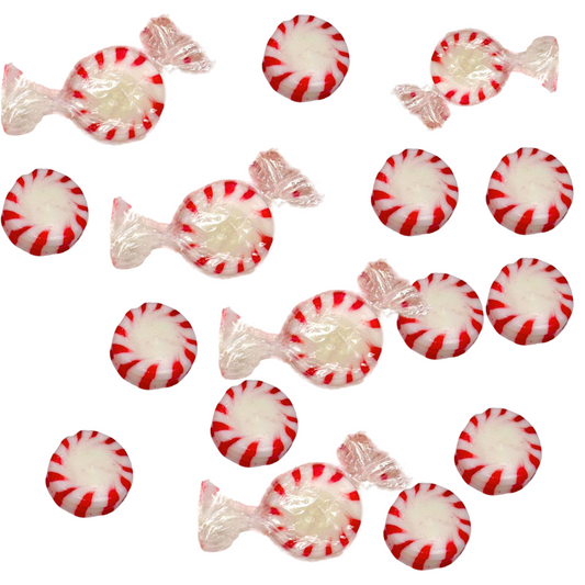 Assorted Arcor Starlight Peppermint Hard Candy in a bulk value bag, showing colorful wrapped candies from Candy In Bulk.