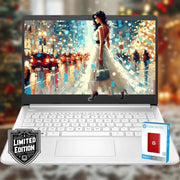HP 14 Laptop • Back to School Limited Edition with Microsoft 365 • 4-Core Intel CPU • 16GB RAM • 1600GB Storage (64GB OnBoard • withHP P500 512GB External SSD + 1TB OneDrive) • Snow White • Win 11.
