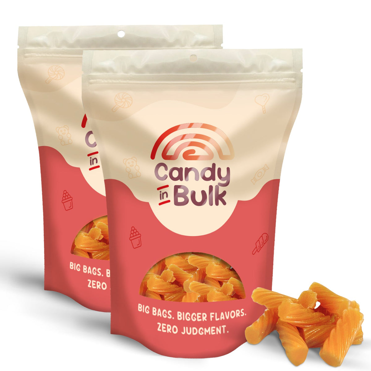 Bulk Darrell Lea soft licorice mango candy in a 2-pound bag, showing colorful soft licorice pieces from Candy In Bulk.