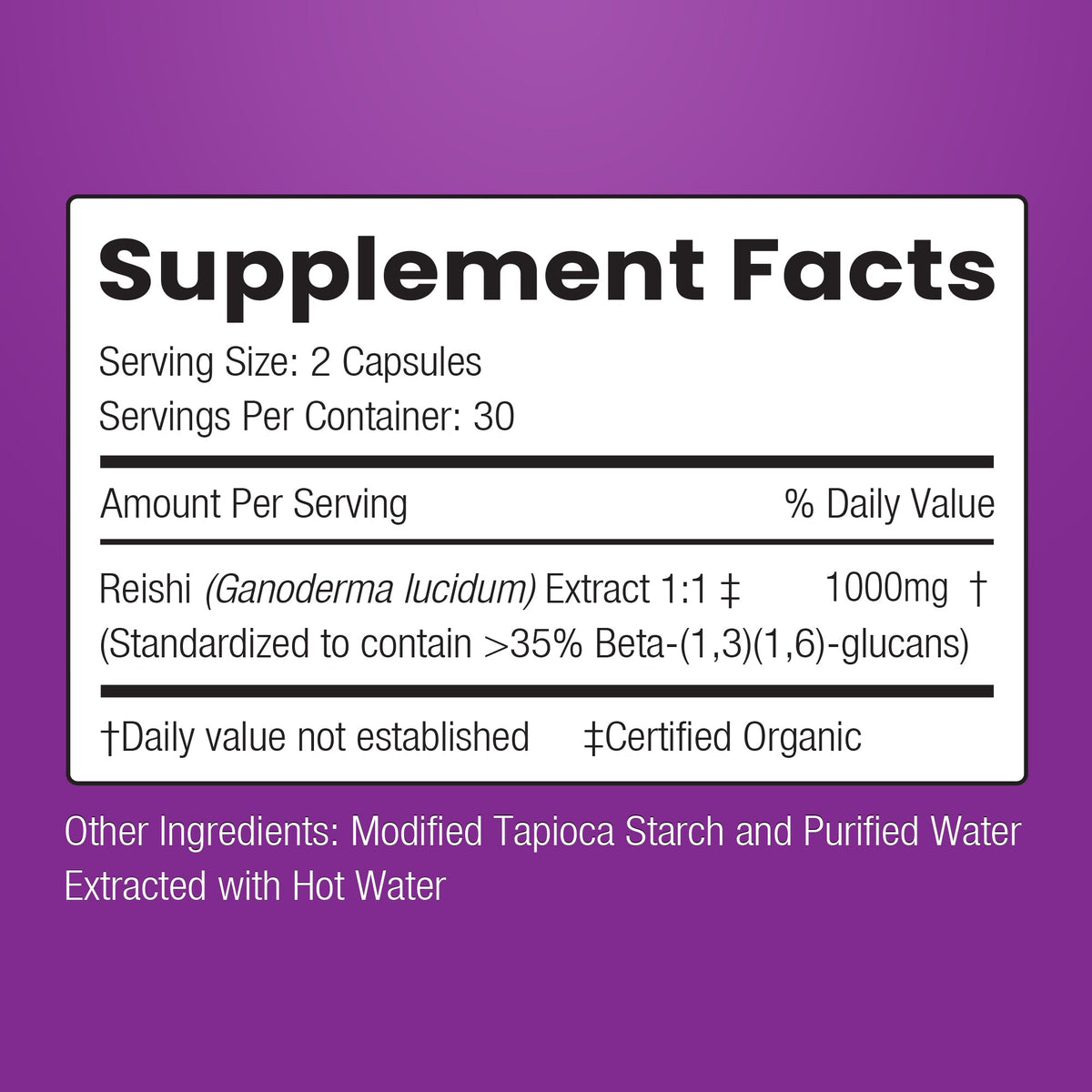 Capsules of ENCAPSULATE Reishi 1:1 Extract supplement with dark brown capsules on a white background.