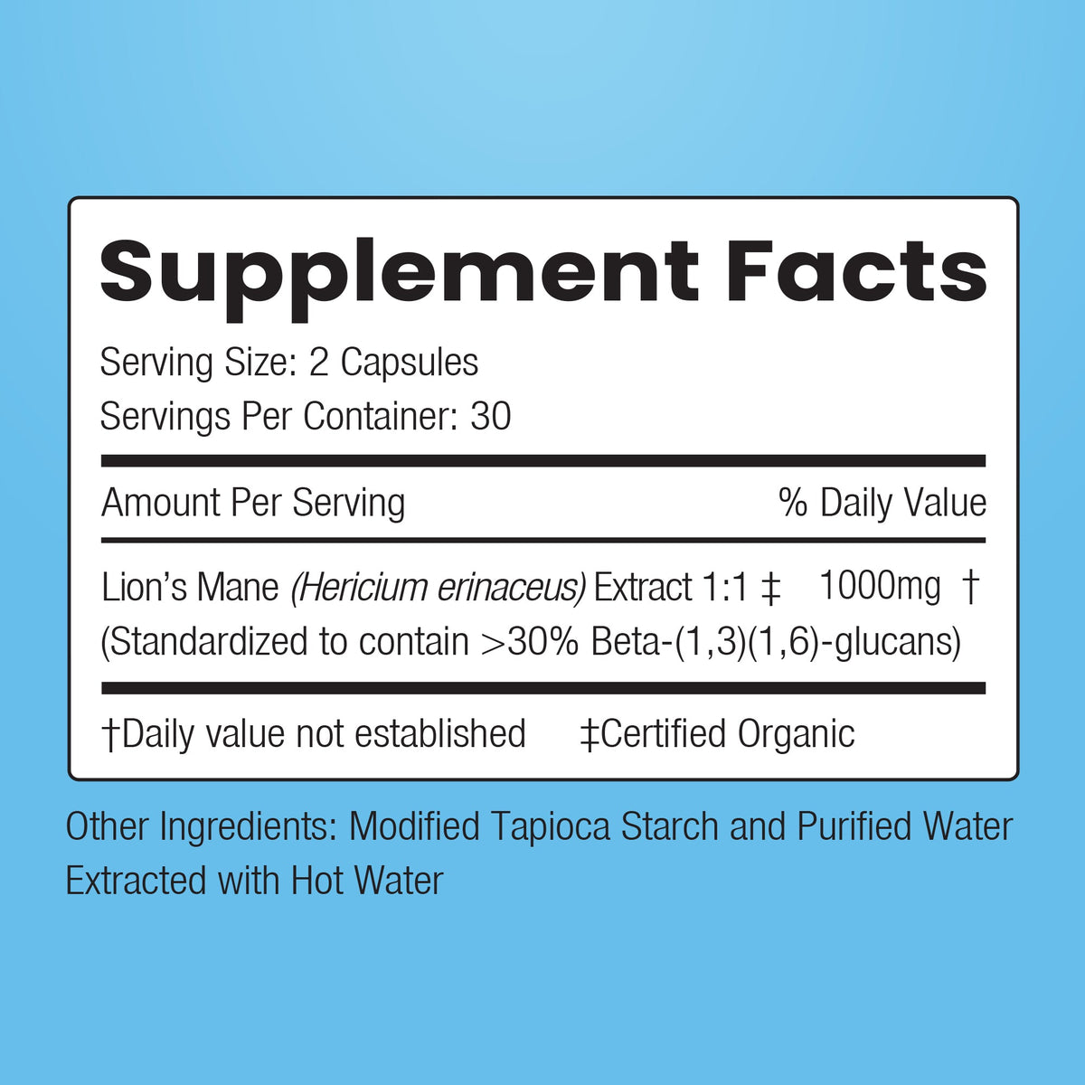 Encapsulate Lion's Mane 1:1 Extract capsules in a bottle, showing the supplement for cognitive health and mental clarity.