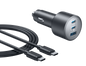 Anker Nano car charger with 3 USB ports and 167.5W power output, compact black design for fast device charging.