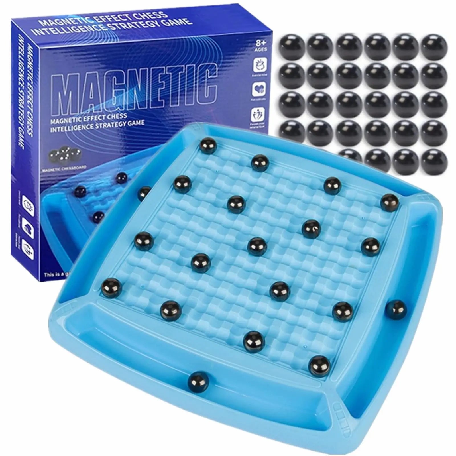 Magnetic Chess Game Portable Magnetic Chess Game with Stones - 30 Stones Fun Table Top Multiplayer Strategy Game. (30 Round Magnets)