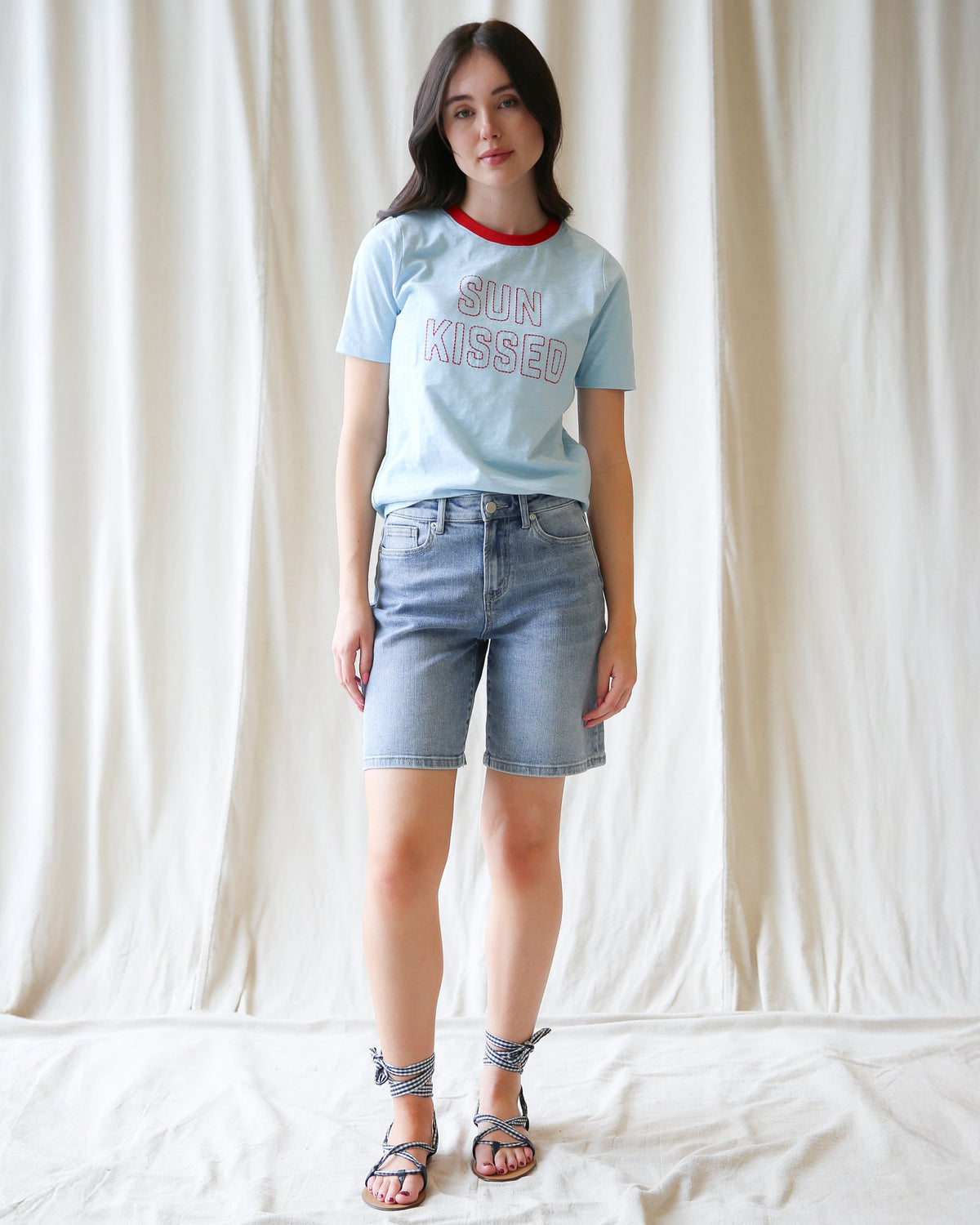 Downeast Sun Kissed Tee, a casual tops with a relaxed fit, featuring soft fabric and sun-inspired design details.