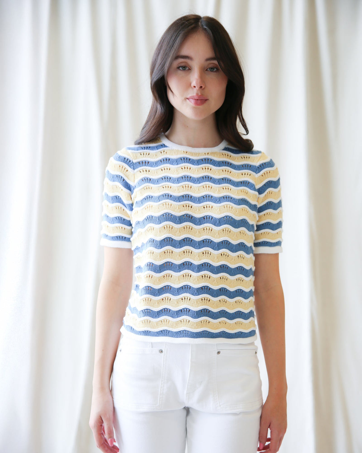 Downeast High Tides sweater with a cozy knit design, featuring a nautical-inspired pattern in soft, comfortable fabric.