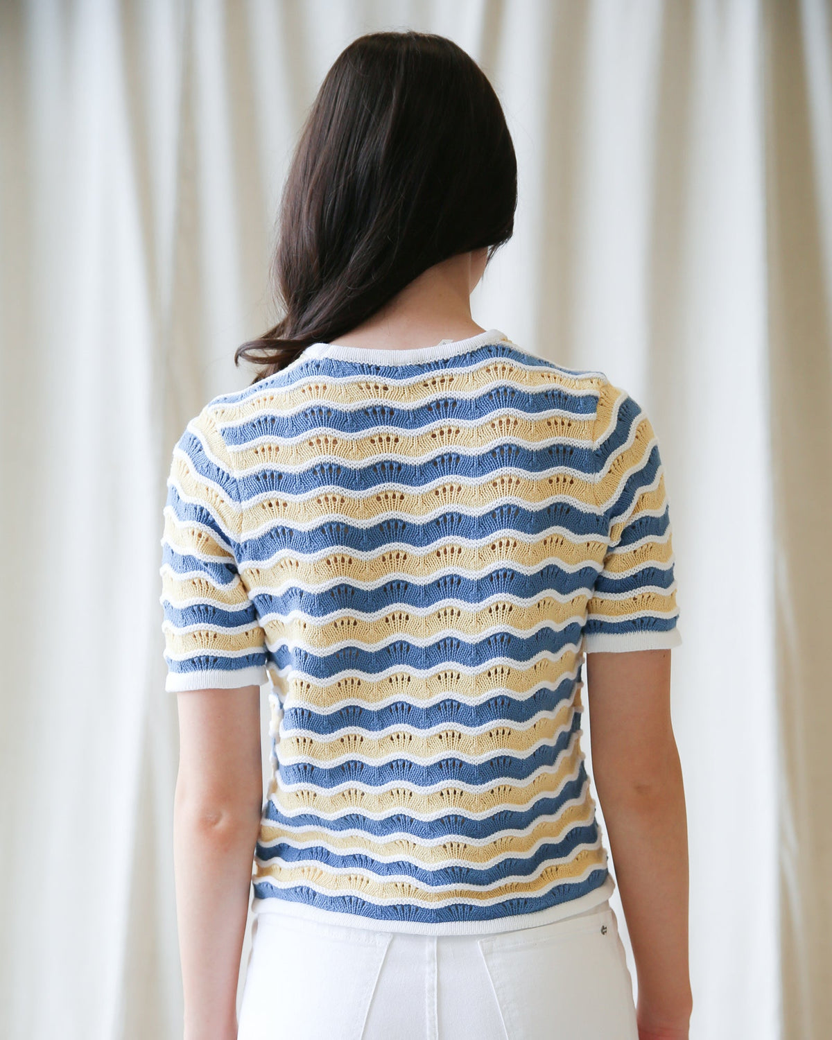 Downeast High Tides sweater featuring a cozy knit design in blue and white, perfect for casual wear.