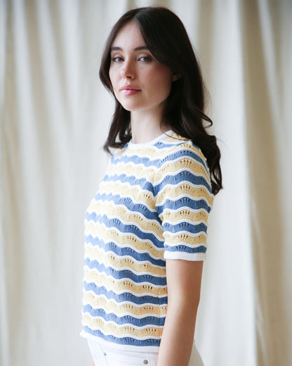 Downeast High Tides sweater featuring a cozy knit design in soft, ocean-inspired colors.