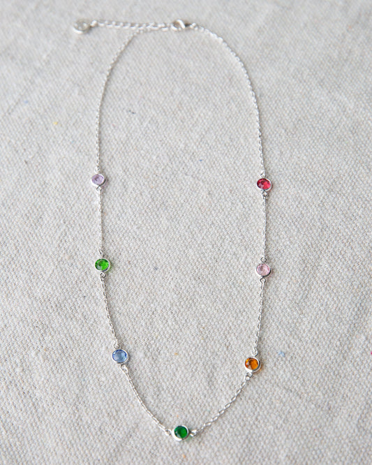 Silver Pop of Color Necklace by Downeast featuring vibrant, modern jewelry with a sleek silver finish and eye-catching design.
