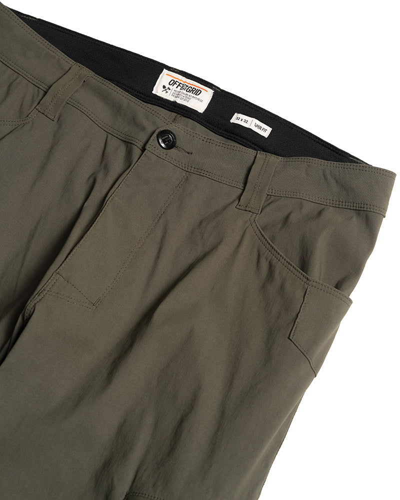 Off The Grid Surplus Lancer Taper Fit Pant in Beluga Brown, showcasing their tapered design and casual fit.