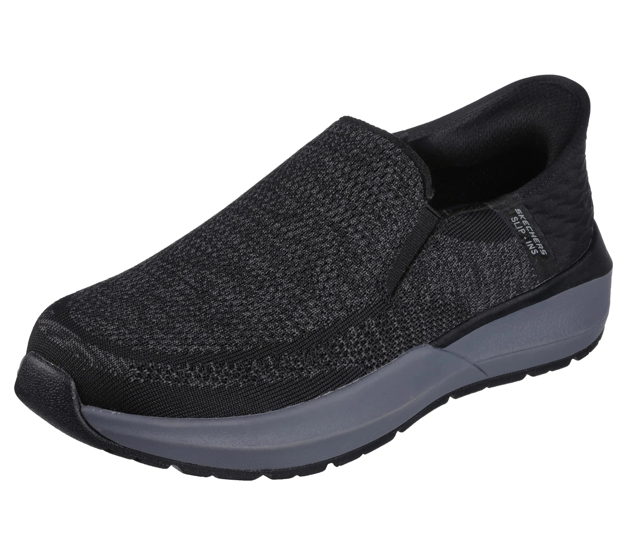 Skechers Mens Neville-Rovelo Slip-in Sneaker Black 7.5 Wide