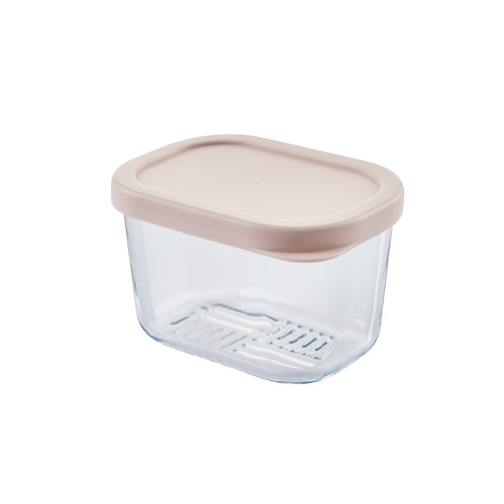 Six Dura Living glass food storage containers with lids in berry blush, 3 x 10.5oz airtight storage for kitchen use.