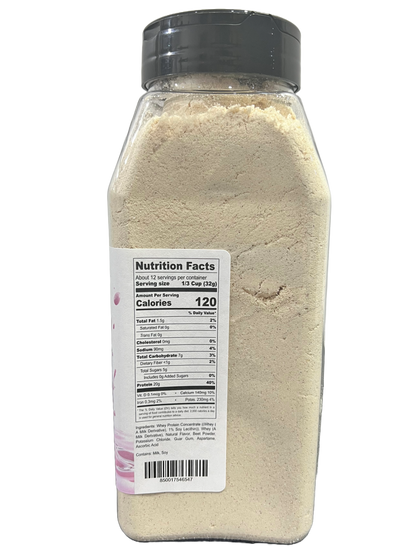 Hi-West Berry Protein Shake in a glass with fresh berries and a straw, showcasing a nutritious protein drink by Hi-West Foods.
