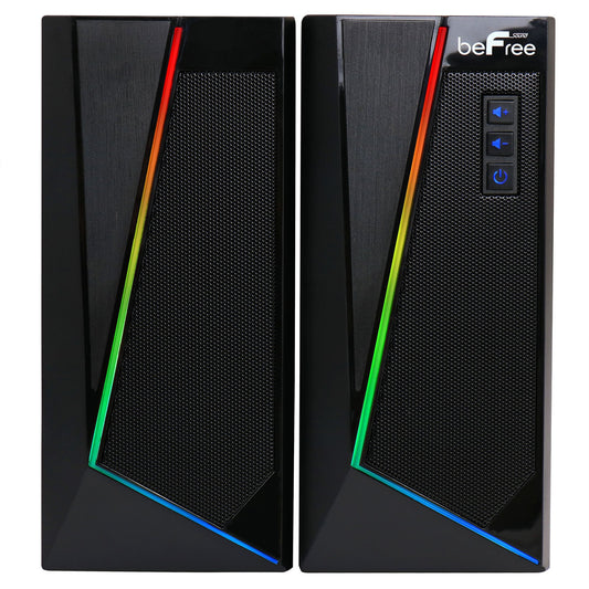 BEFREE SOUND beFree Sound 2.0 computer gaming speakers with LED RGB lights, home stereo system for enhanced audio.