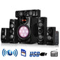 Black beFree Sound 5.1 channel Bluetooth home stereo speaker system with multiple speakers and a central control unit.