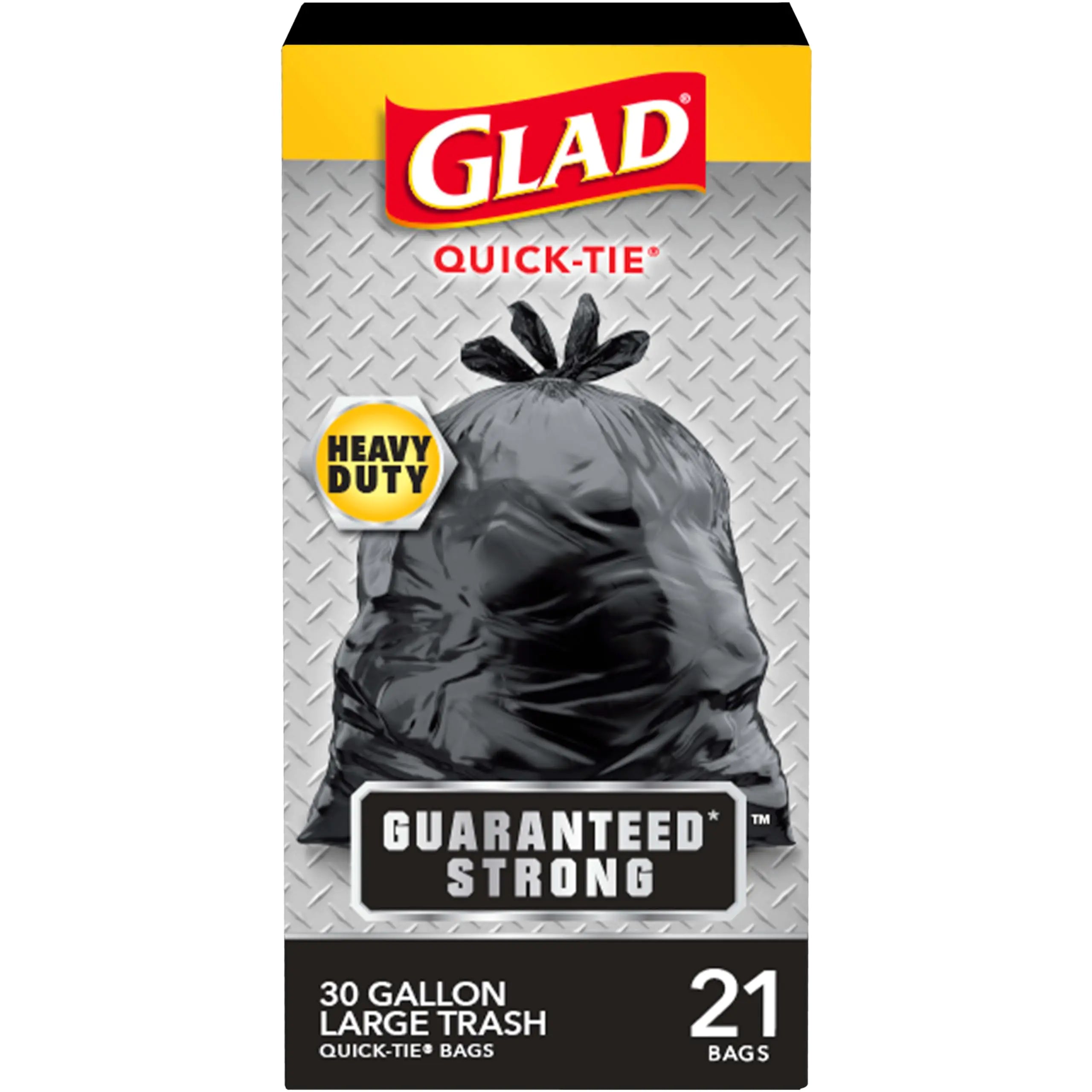 Glad Guaranteed Strong Large Quick-Tie Trash Bags 30 Gallon 21 Count (Package May Vary)