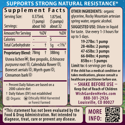 Kids' Kick-It Biotic immune support supplement by WishGarden Herbs, featuring the product bottle with colorful label and capsules.