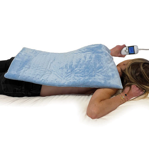 BackupMyFilesNow heating pad for hot and cold therapy, 12x24 inches, washable with 6 heat and 6 timer settings.