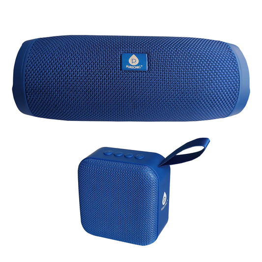 Pursonic Wireless Sound Duo portable speakers with sleek design, delivering immersive 360° audio for versatile listening experiences.