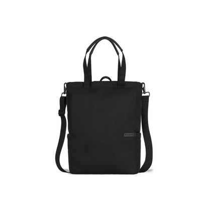 Black Madison Convertible Tote Bag by Bugatti Collections, front view showing straps and sleek design.
