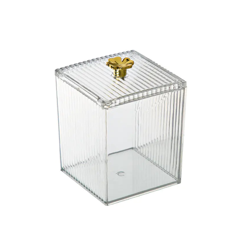 Transparent Clover Cotton Swab Box for Desktop Storage