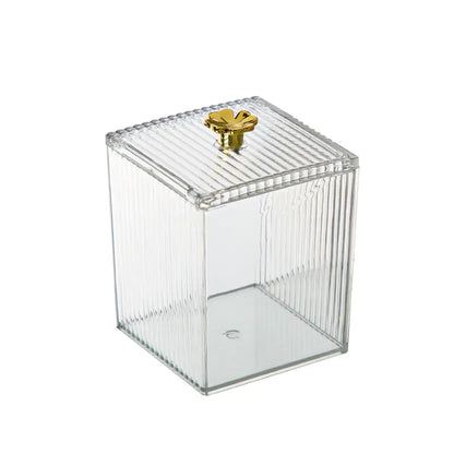 Transparent Clover Cotton Swab Box for Desktop Storage