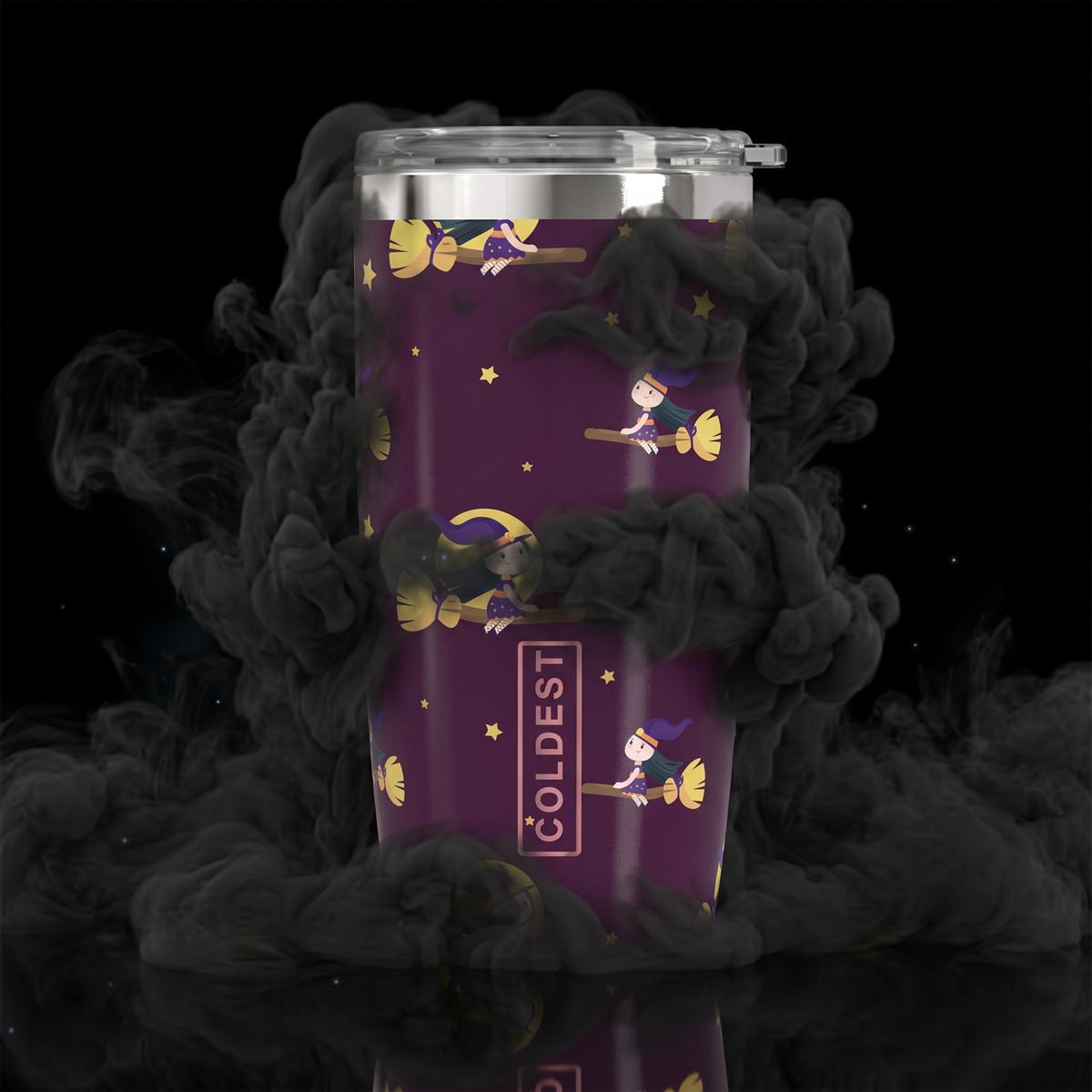 Coldest 20 oz Tumbler v2 hydration bottle with a vibrant BabyWitches-themed design and colorful graphics.