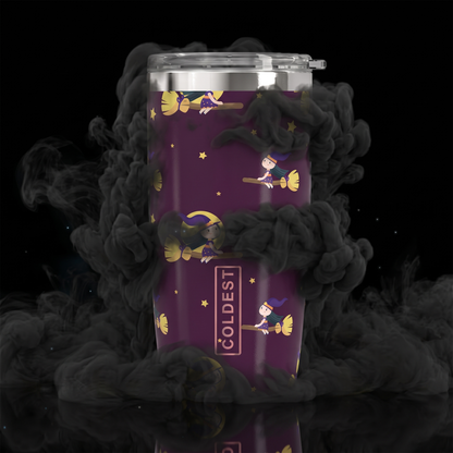 Coldest 20 oz Tumbler v2 hydration bottle with a vibrant BabyWitches-themed design and colorful graphics.