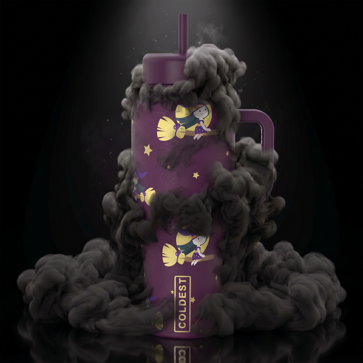Coldest Limitless Ultra v8 15oz tumbler with colorful witch-themed design and secure lid for hot or cold beverages