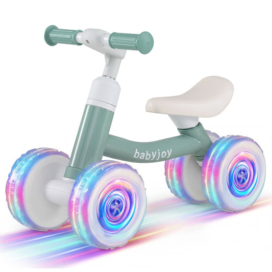 Baby balance bike with adjustable handlebar and seat, featuring lighting wheels, by GBruno Store.
