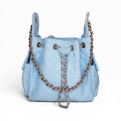 Small powder blue Bayshore Bucket by BEACH HAUS, featuring a stylish, casual design perfect for beach or outdoor use.