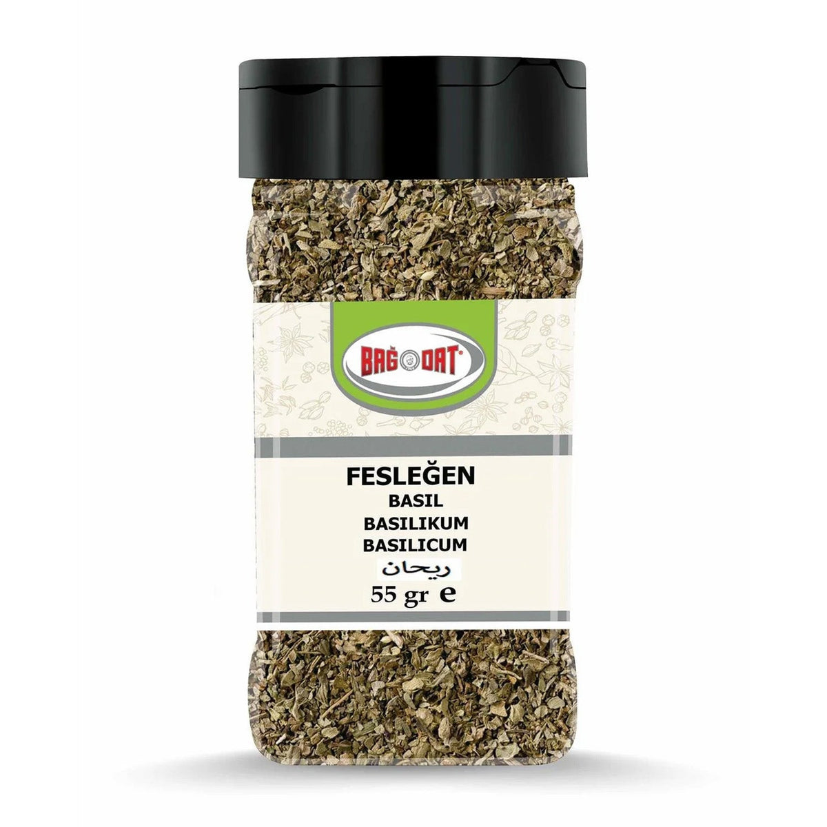 S101 Bagdat Basil 55G mixed spices and seasonings in a clear plastic bag, showcasing fresh basil leaves and herbs.