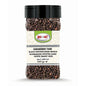 Whole black peppercorns in a 160g S101 Bagdat black pepper spice jar, showing the dark, textured peppercorns.
