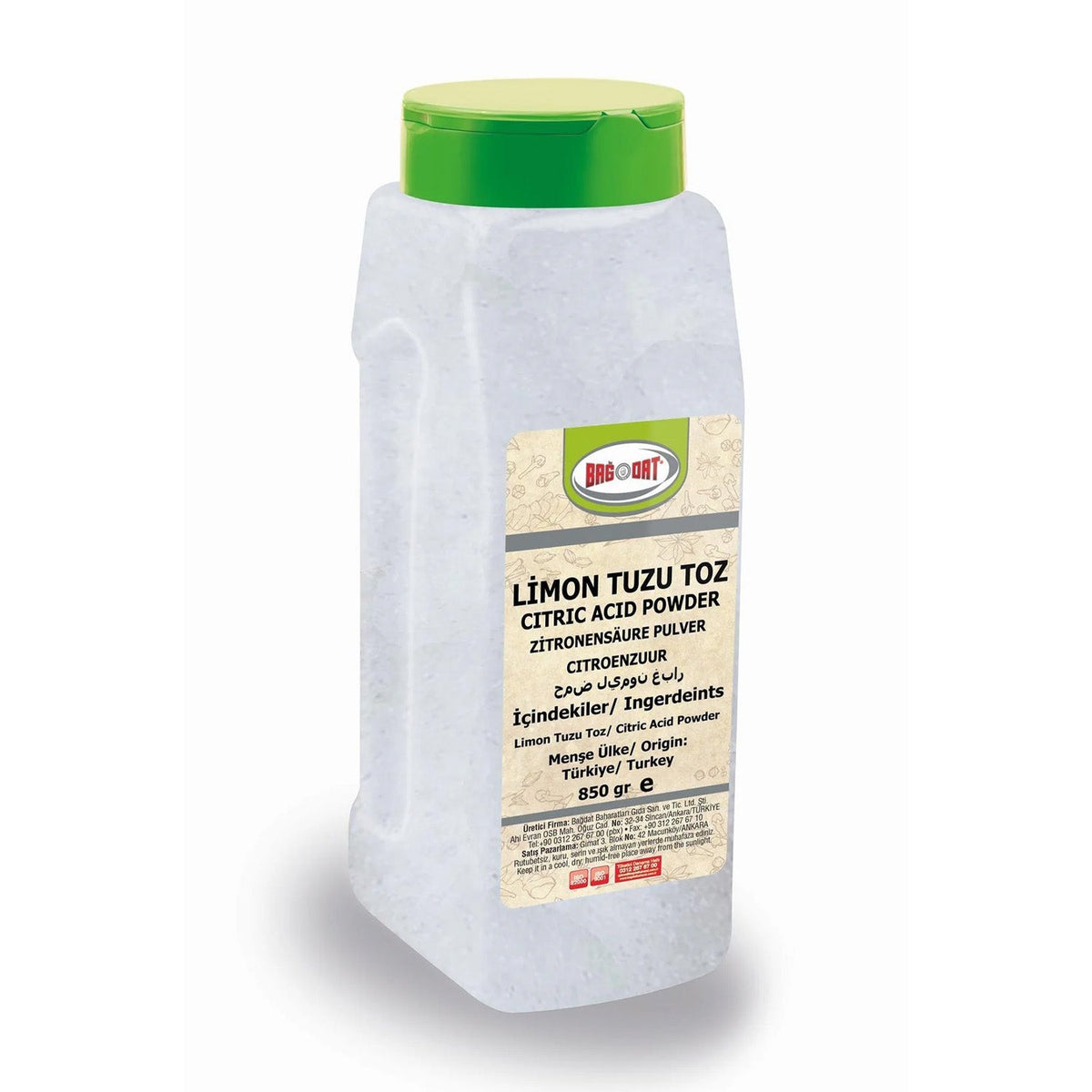 Bagdat citric acid powder in a large 850g bag, used as a mixed spice and seasoning for culinary applications by S101.