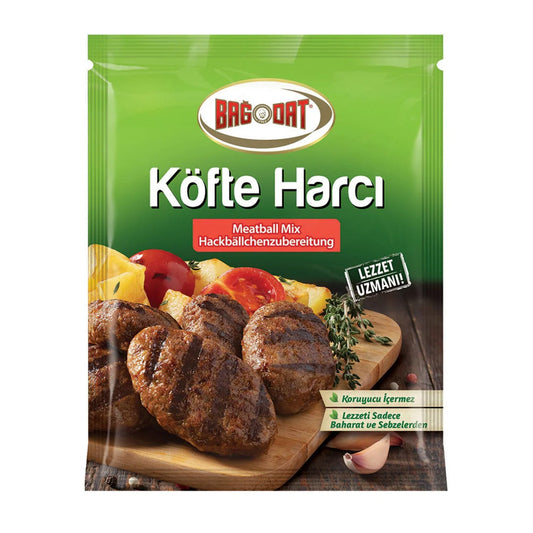 S101 Bagdat Meatball Mix 90G packet of mixed spices and seasonings for flavorful meatballs.