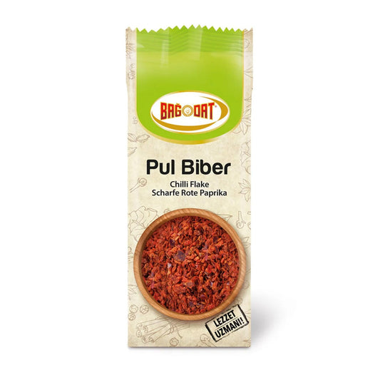 Bagdat Red Pepper Flakes from S101, 80g, mixed spices and seasonings in a clear plastic bag with red pepper flakes visible inside.