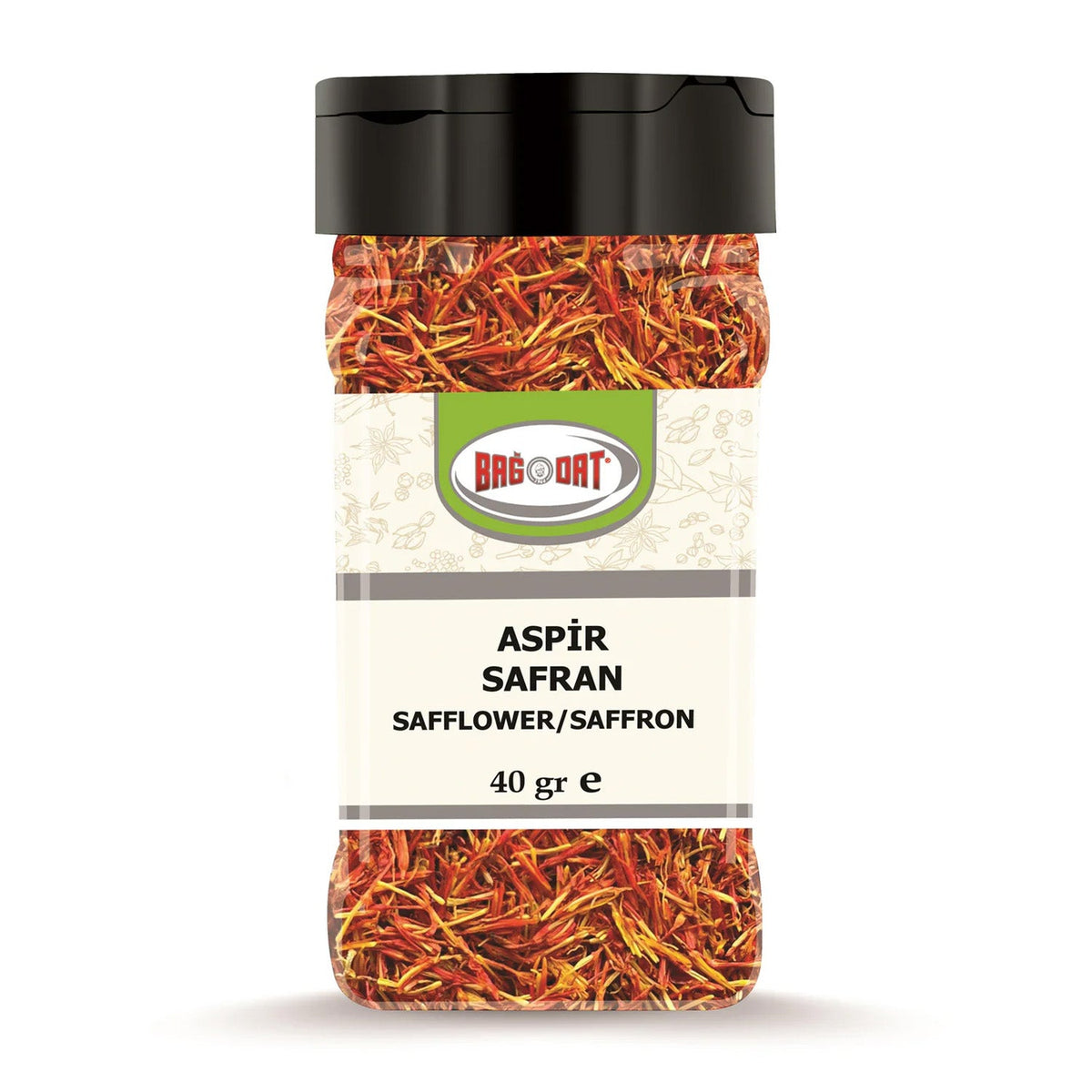 Bagdat Saffron 40G from S101, vibrant red saffron threads in a clear glass jar, showcasing premium mixed spices and seasonings.