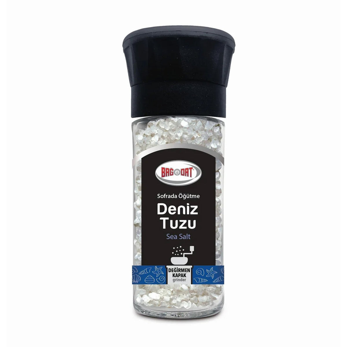 Bagdat sea salt from S101, 110g, in a clear container, with a coarse texture, used for seasoning and enhancing dishes.