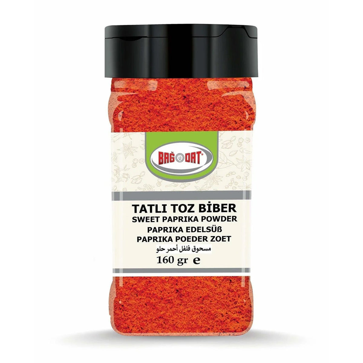 Bagdat Sweet Paprika Powder from S101, 160g, in a clear spice jar showing vibrant red paprika seasoning.