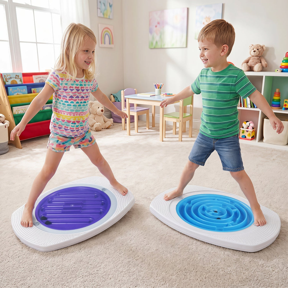 Kids' balance board maze by GBruno Store with three difficulty levels, featuring a colorful maze design for improving balance and coordination.