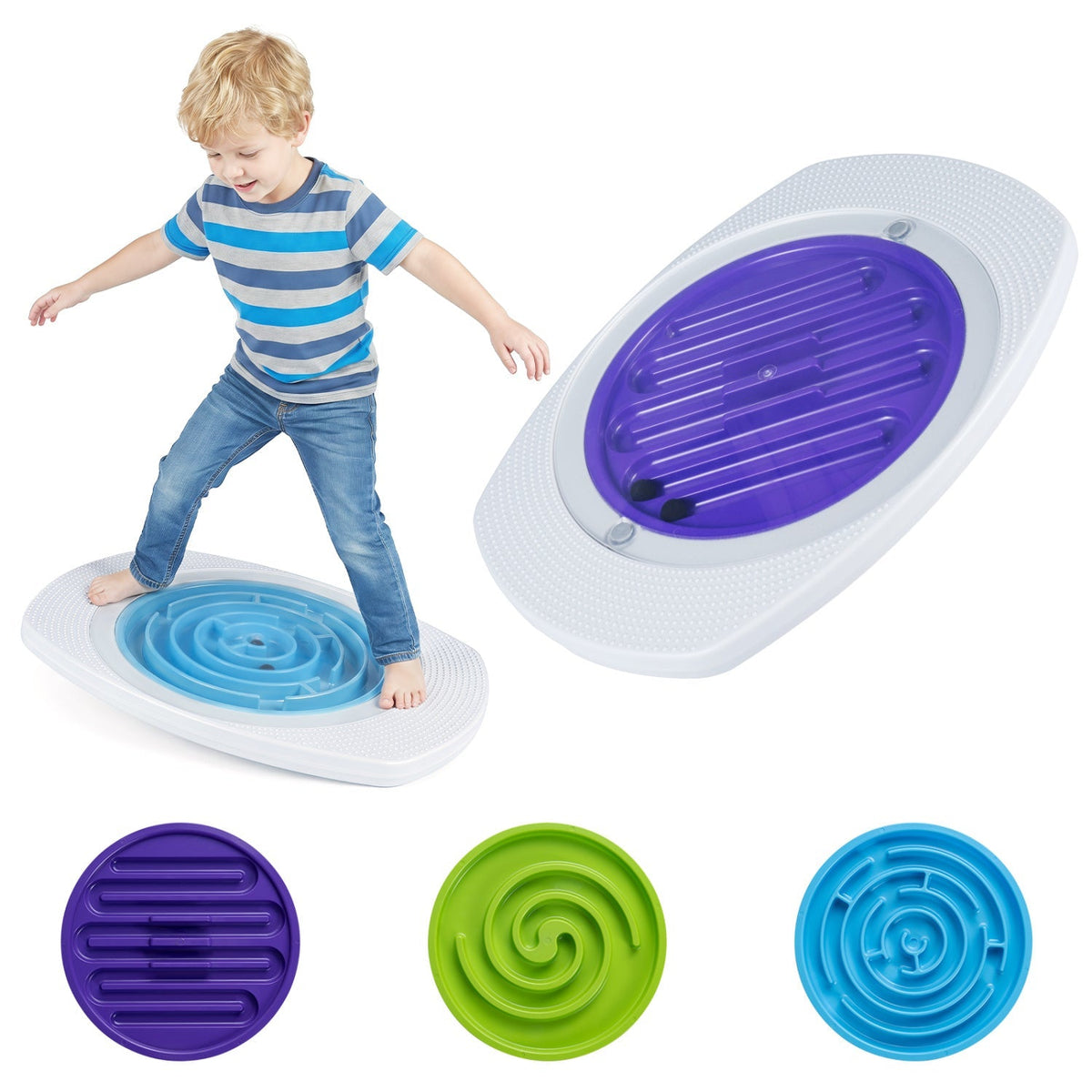 Balance Board Maze for Kids by GBruno Store with three difficulty levels, featuring colorful maze design on a sturdy balance board.