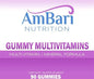 AmBari Nutrition Gummy Multivitamins for bariatric supplements, showing colorful chewable vitamin gummies in a clear container.