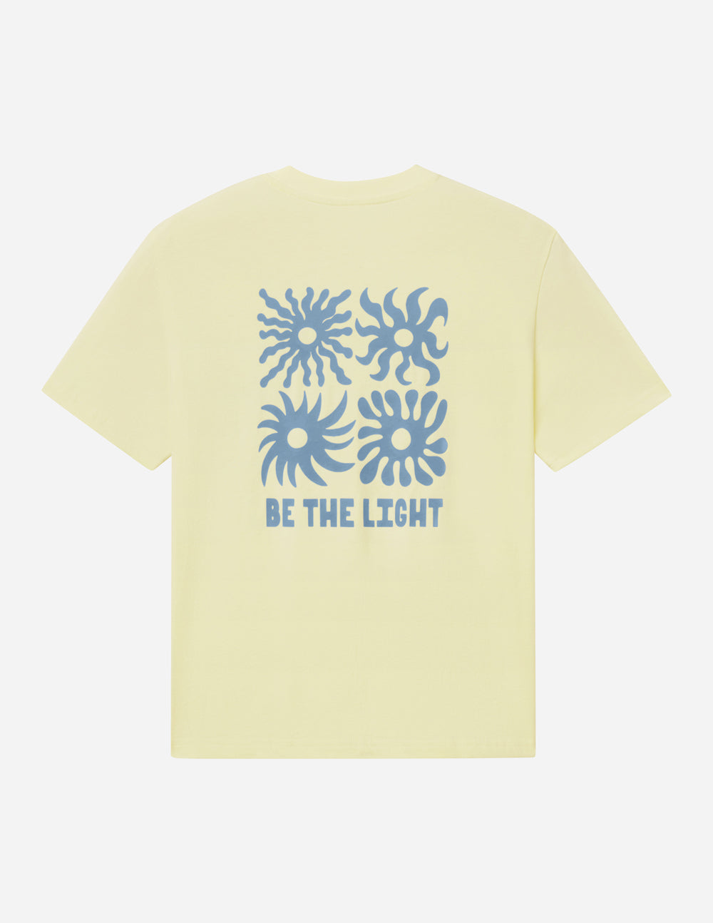 Unisex T-shirt from Elevated Faith with a "Be the Light" graphic design in black on a white fabric.