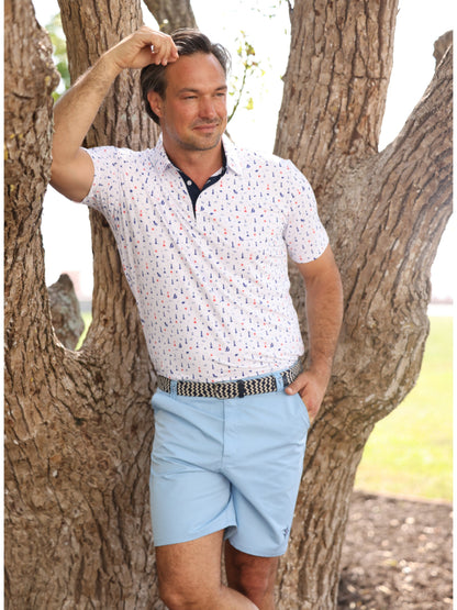 White Water Life Waterline braided belt with nautical rope design, featuring a metal buckle and adjustable fit.