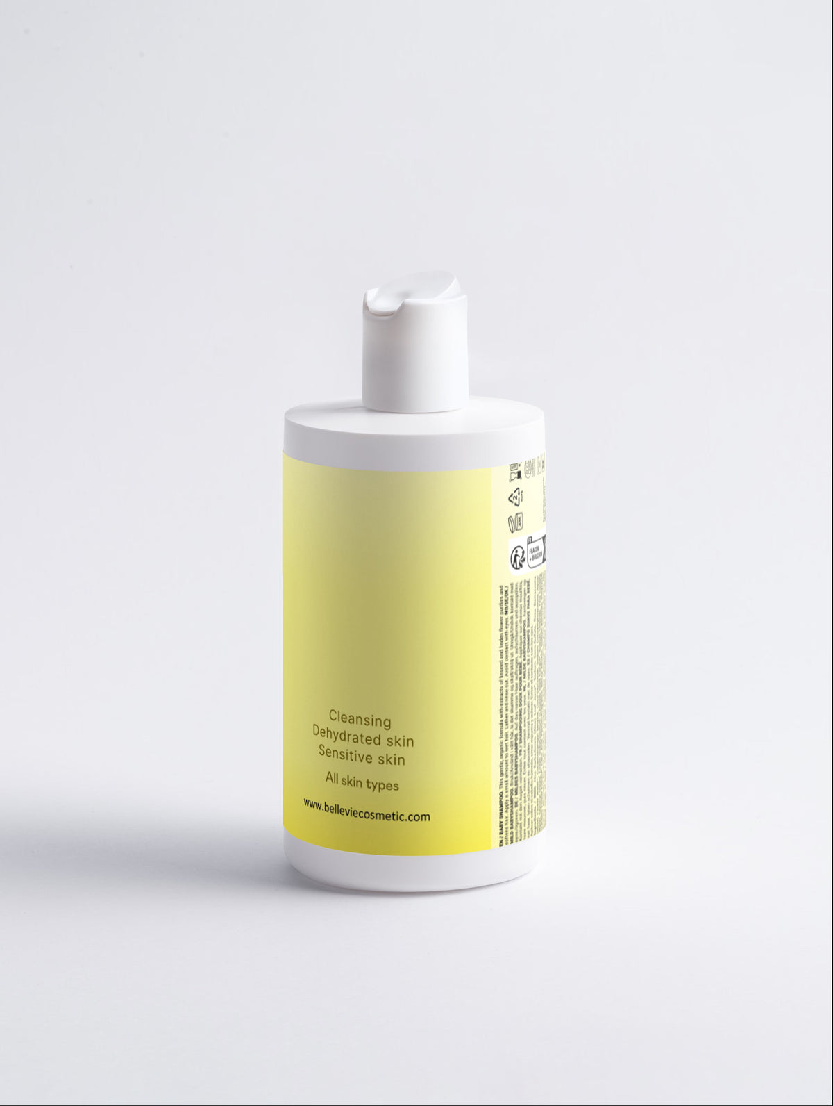 Organic baby shampoo by Belleviecosmetic with rose water, linden flower, and linseed extract for sensitive and newborn hair.