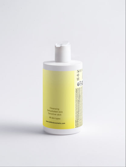 Organic baby shampoo by Belleviecosmetic with rose water, linden flower, and linseed extract for sensitive and newborn hair.