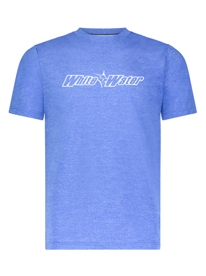 Royal blue Bimini Primary Performance Tee by White Water Life, short sleeve shirt with a comfortable fit and logo design.