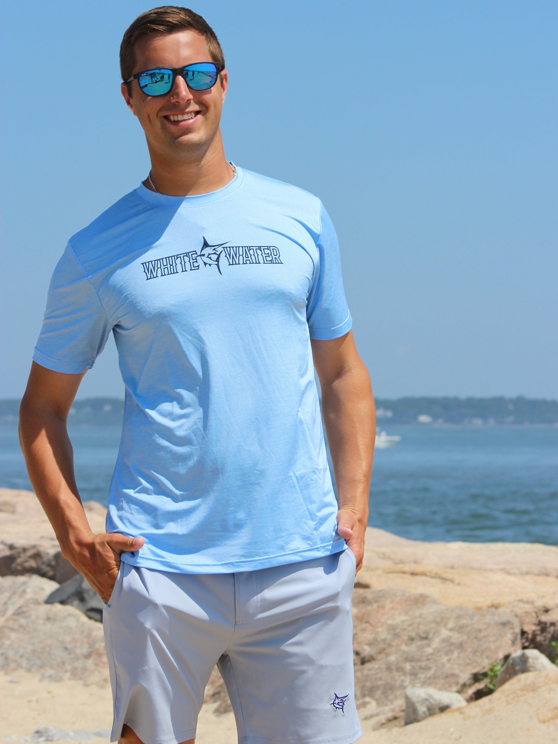 White Water Life Bimini Primary Performance Tee, short sleeve shirt with a sleek design, shown in the Bimini_LB_2.jpg image.